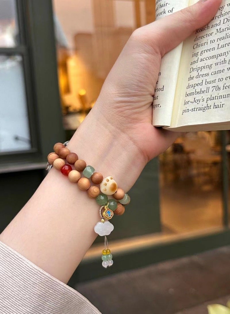 Sandalwood Beaded Handmade Bracelet Watch Band AppleWatch Suitable Apple Watch Band S7/8/9E 41mm - Image 4